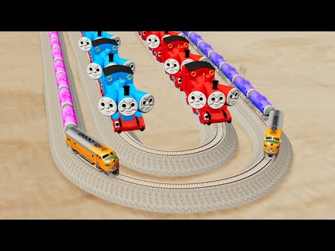 Triple Head Thomas  the Tank Engine Vs Impossible U Shape Overlapping Rail Tracks - BeamNg.Drive