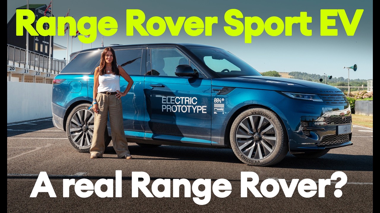 Electric Range Rover Sport prototype driving at the Goodwood Motor Circuit