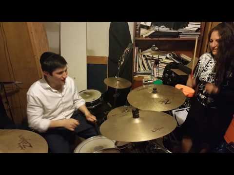 Elisha Klatzko and Libby Schwartz - epic jam on the drums at Klatzko!