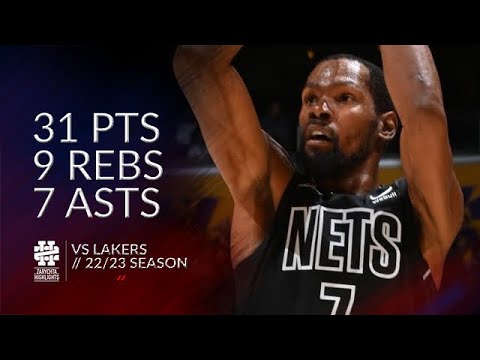 Kevin Durant 31 pts 9 rebs 7 asts vs Lakers 22/23 season