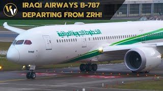 Iraqi Airways Boeing 787-8 engine start & departure from Zurich Airport