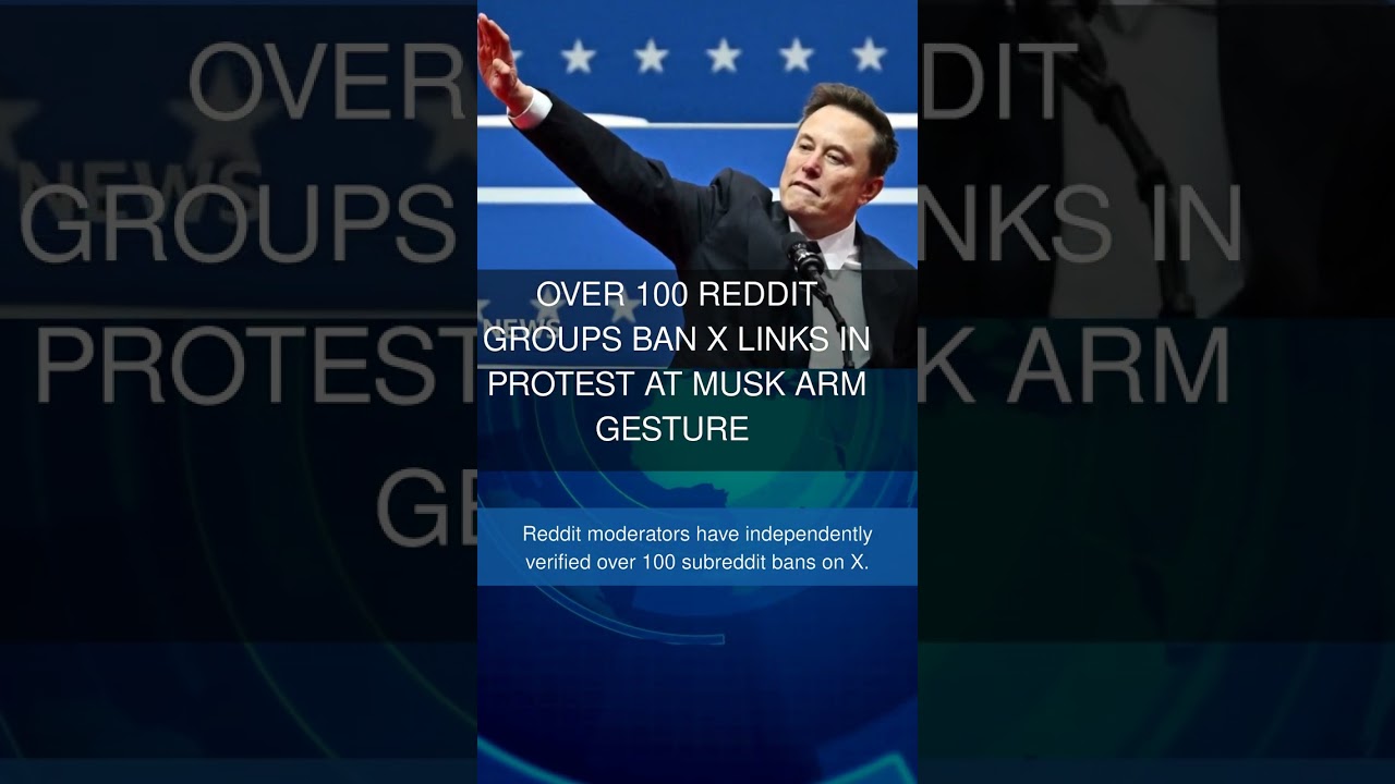 Over 100 Reddit groups ban X links in protest at Musk arm gesture