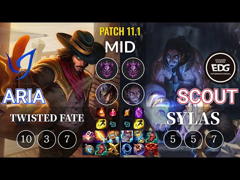 CGA Aria Twisted Fate vs EDG Scout Sylas Mid - KR Patch 11.1