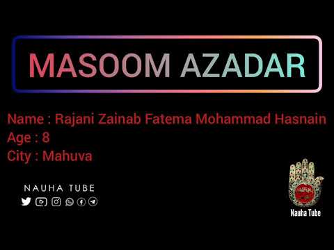 272 | Masoom Azadar | Rajani Zainab Fatema Mohammad Hasnain | 8 Yrs | Mahuva - India | Group 1 | NT