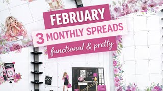February Monthly Planner Spreads | Catch-All, Wellness & Social Media Planning
