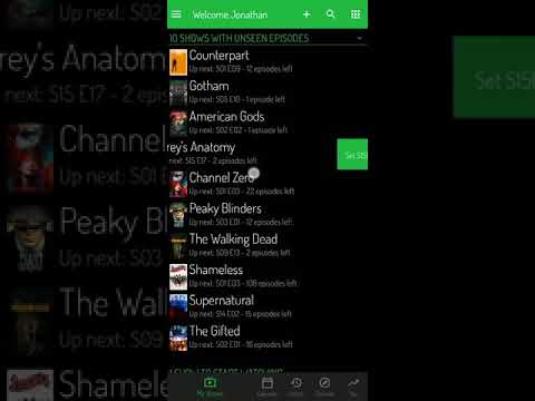 TV Show Tracker trakt.tv - swipe actions on list items