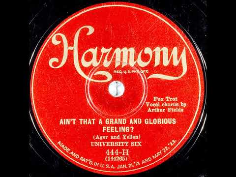 Ain't That a Grand and Glorious Feeling? ~ University Six, Arthur Fields (Vocal Chorus) (1927)