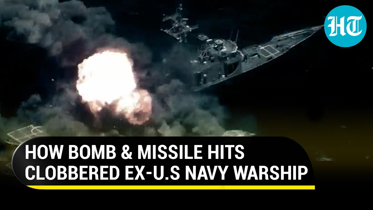 Live fire pummels ex-U.S. Navy warship