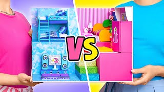 Habitación de princesa Peach vs. reina Elsa 👑 Increíble casa en miniatura de bricolaje