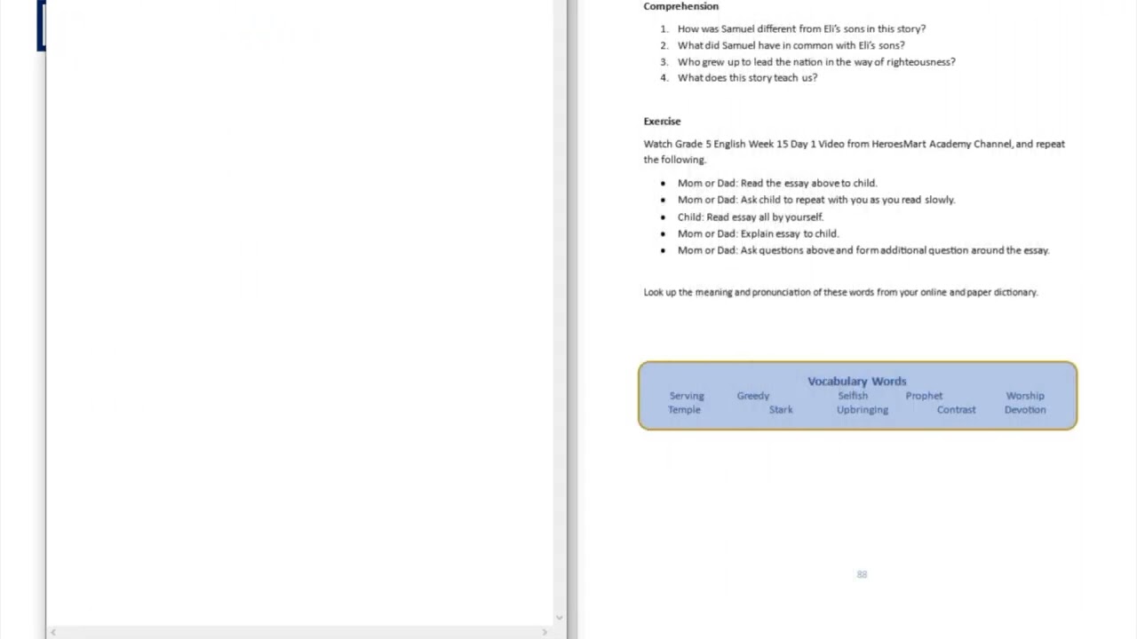 Grade 5 English Week 15 Day 1  - Fifth Grade Free Homeschooling Video