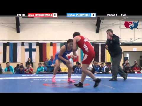 58 KG RR4 - Anna Zwirydowska (POL) vs Orkhon Purevdorj (MGL)