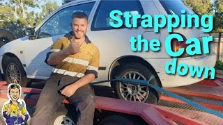 Strapping a Car down on the car trailer just a small tip that might help you out
