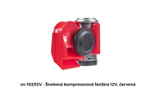 Šneková kompresorová fanfára 12V, červená