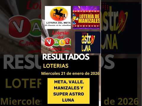 Shorts LOTERÍA DEL META + VALLE + MANIZALES + ASTRO LUNA Resultados Miercoles 21 de enero de 2026