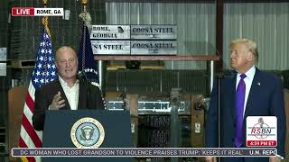 WATCH: President Trump Invites Local Business Owners On Stage at Coosa Steel Factory - 02/19/26