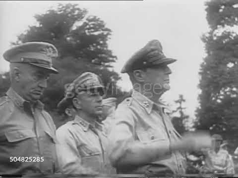 First US Troops Enter Tokyo |  1st Cavalry Division | Gen. McArthur & Adm. Halsey | September 1945
