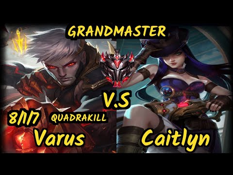 FOX Apollo (VARUS) vs CAITLYN - QUADRAKILL 8/1/7 KDA BOTTOM ADC GAMEPLAY - NA Ranked GRANDMASTER