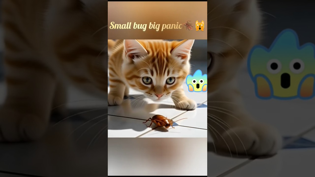 This Cockroach Shocked the Kitten 😱🐱 | Funny Cat Shorts #shorts #kitten #cats #funnyvideo