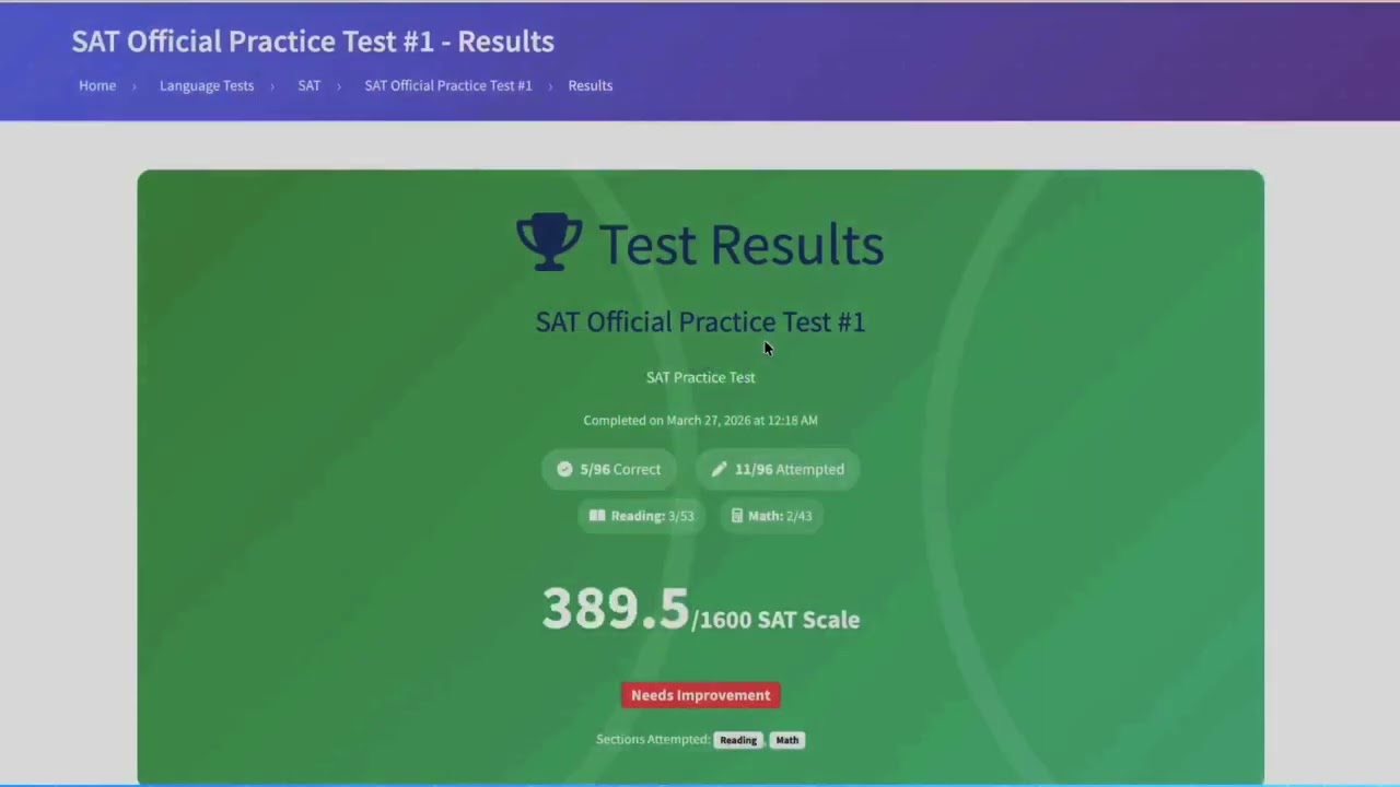 Every assessment type in one demo — adaptive test, custom test, adaptive questions and language tests