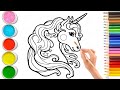 how to draw Unicorn 🦄. drawing and coloring🌈 full tutorial.satisfying coloring❤.