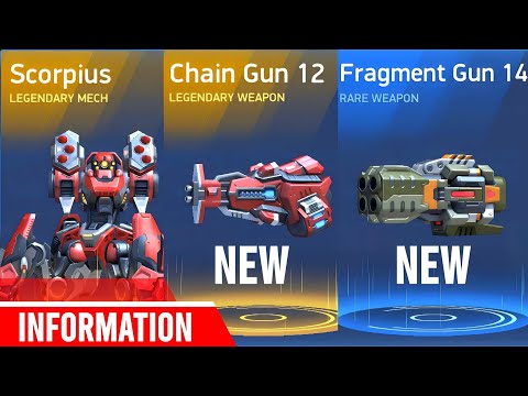 New Weapon - Chaingun 12 - New Mech Scorpius - New Events Information - Mech Arena