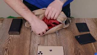 Прямокутна сумка для жінок на два відділення з натуральної шкіри Vintage 22345 бежева