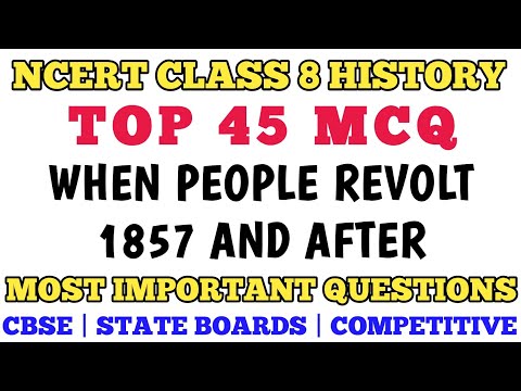 Best Mcq Class 8 When People Revolt 1857 and After || NCERT Based MCQs