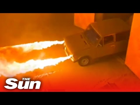 'Flamethrower car' modified from Soviet vehicle