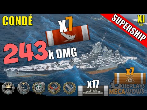SUPERSHIP Condé 7 Kills & 243k Damage | World of Warships Gameplay