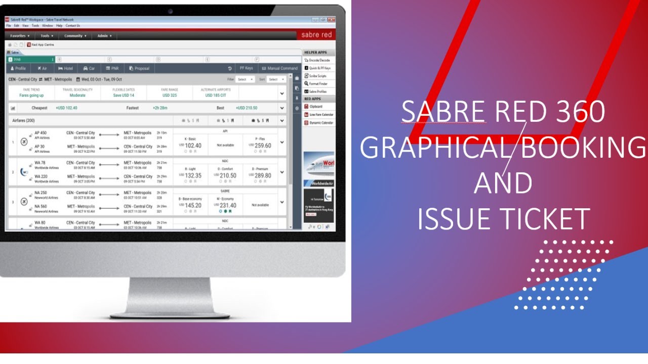 Sabre Graphical Booking Issue Ticket - Sabre Online Training