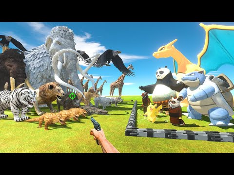 FPS Avatar Rescues Pokemons and Kung Fu Panda Team and Fights Animals-Animal Revolt Battle Simulator