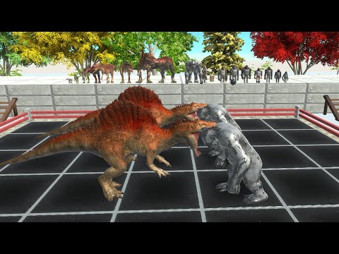 2VS2 CARNIVORE  DINOSAURS VS  MUTANT PRIMATES Animal Revolt Battle Simulator