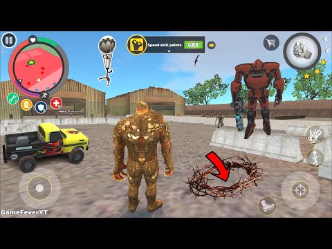 Rope Hero: Vice Town (Stone Giant Fight Army Base Camps) Man Stuck in Thorns - Android Gameplay HD