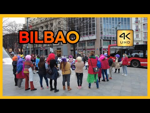 [4k] Caminhando pelas ruas de Bilbao, uma cidade rica da Espanha