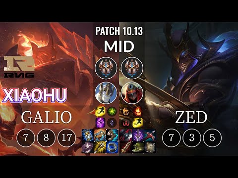 RNG Xiaohu Galio vs Zed Mid - KR Patch 10.13
