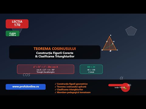 Lectia 170 Construcția figurii geometrice corecte. Teorema cosinusului | Clasificarea triunghiurilor