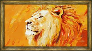 Majestic Lion in Yellow – 4K UHD TV Art Screensaver | Expressive Safari Animal Painting Decor
