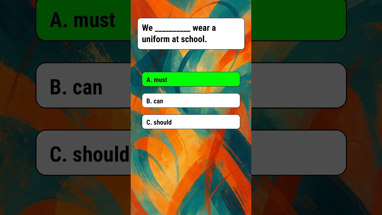 Modal Verbs Grammar Quiz | Must, Can, Should & More | Part 1  #englishquiz #quiz #modalverbs