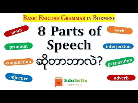 အင်္ဂလိပ်စာ ကျွမ်းချင်ရင် လေ့လာပါ Basic English Grammar in Burmese: 8 Parts of Speech | EDULISTIC