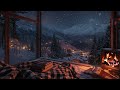 Warm Winter Cabin Crackling Fire And Gentle Snowstorm Sounds For A Peaceful Sleep