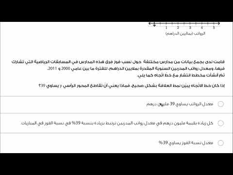 الصف الحادي عشر الرياضيات الإحصاء والاحتمالات المحور الرأسي في مخطط الانتشار