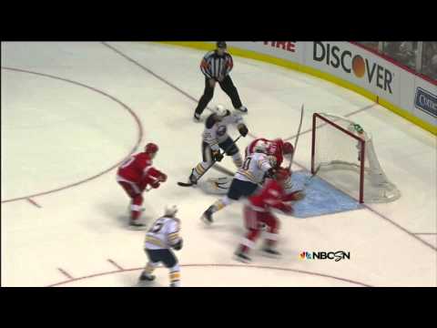No goal in 2nd, goalie interference. Buffalo Sabres vs Detroit Red Wings 10/2/13 NHL Hockey