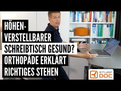 Höhenverstellbarer Schreibtisch gesund? Orthopäde gibt Tipps für gesundes Stehen.
