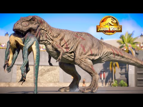 TYRANNOSAURUS REX vs ALL LARGE HERBIVORE & CARNIVORE ON ISLA NUBLAR - Jurassic World Evolution 2
