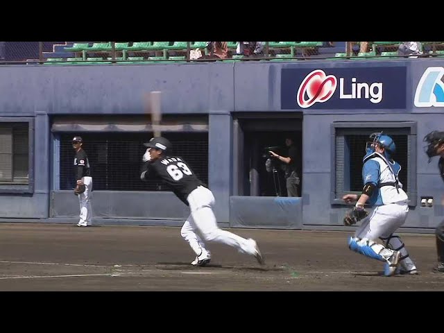 【ファーム】4試合連続マルチヒット!! マリーンズ・和田康士朗 しぶとくセンター前へ落とすタイムリーヒット!!  2023年4月21日 北海道日本ハムファイターズ 対 千葉ロッテマリーンズ