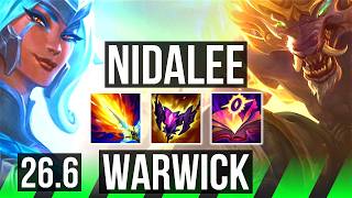 NIDALEE vs WARWICK (JGL) | 41K damage, Perfect KDA: 13/0/6 | KR Master | 26.6