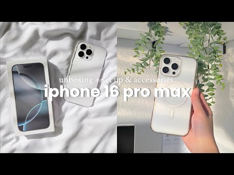 iPhone 16 pro max unboxing ☁️ accessories, set up + camera test !