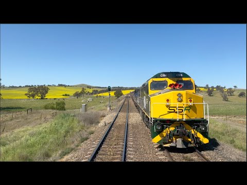 Crossing SSR Grain Train 9349 On The Main South Cab View - 4K