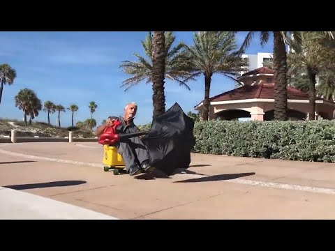 Florida Janitor Builds A Makeshift Leaf Blower-Powered Vehicle, Instantly Becomes A Legend