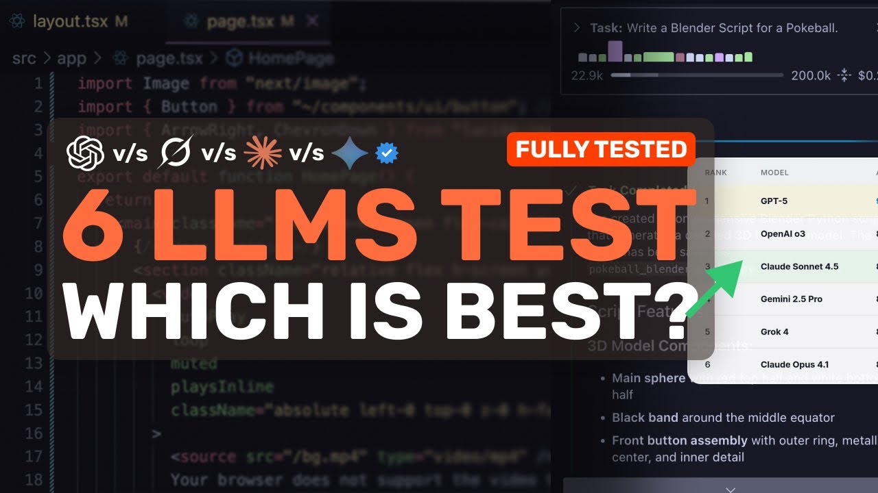 6 LLMs TESTED: GPT-5 v/s Sonnet 4.5 v/s Grok 4 & MORE!